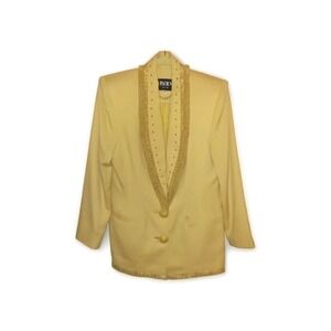 Vintage Crisione New York Womens Gold  Blazer I Love You Collection Fringe SizeM